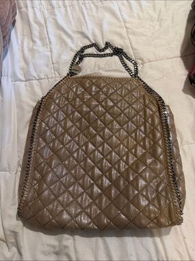 Stella McCartney Quilted Tote in Brown with Chain Trim